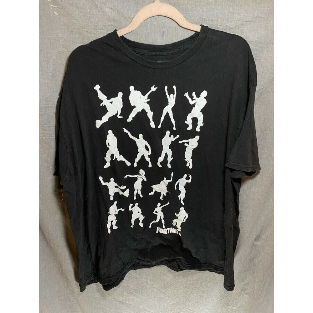 Fortnite Shirt Adult 2XL Black White Spell Out Graphic Pullover Tee Mens‎